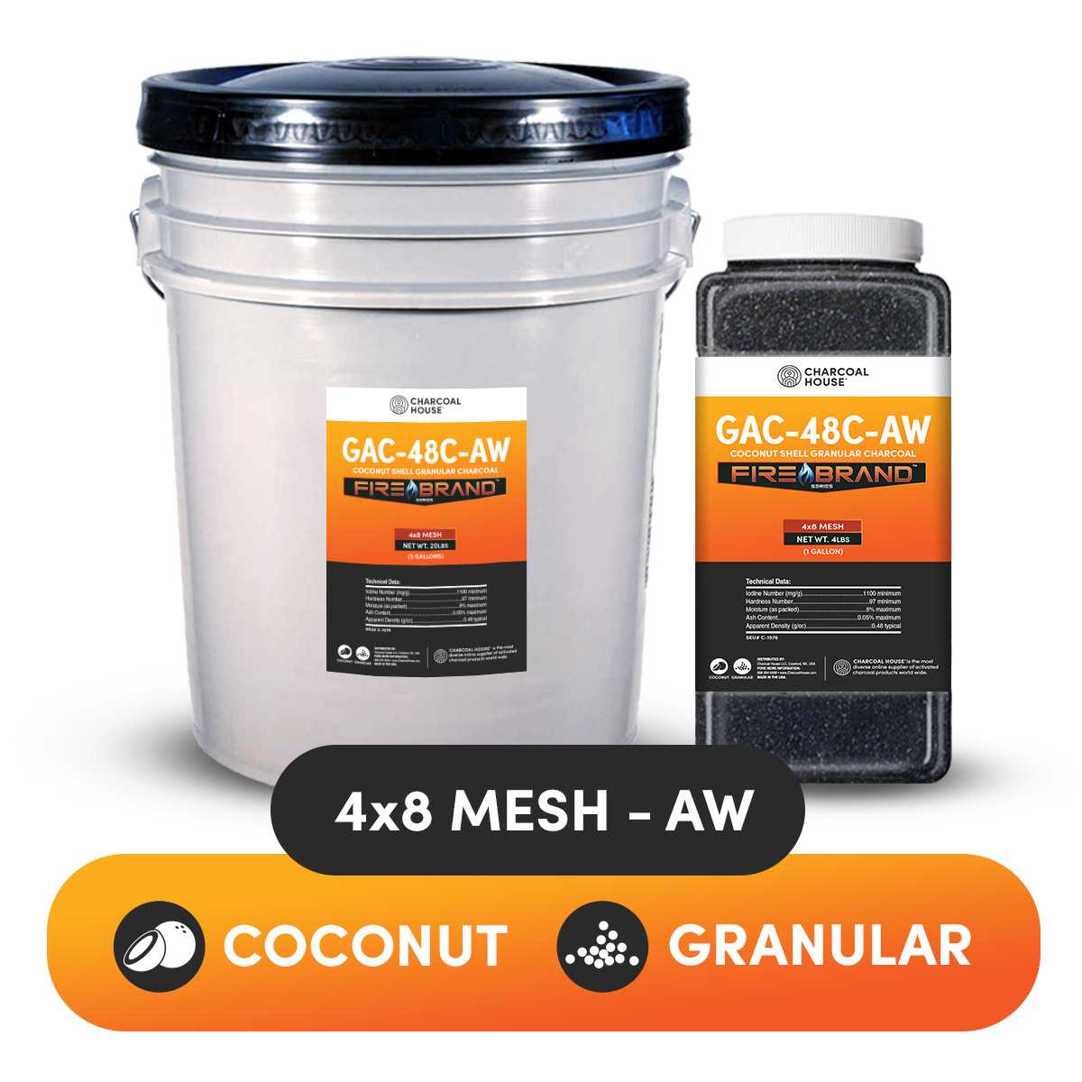 BULK Granular Activated Charcoal (4x8 mesh acid-washed) for Air