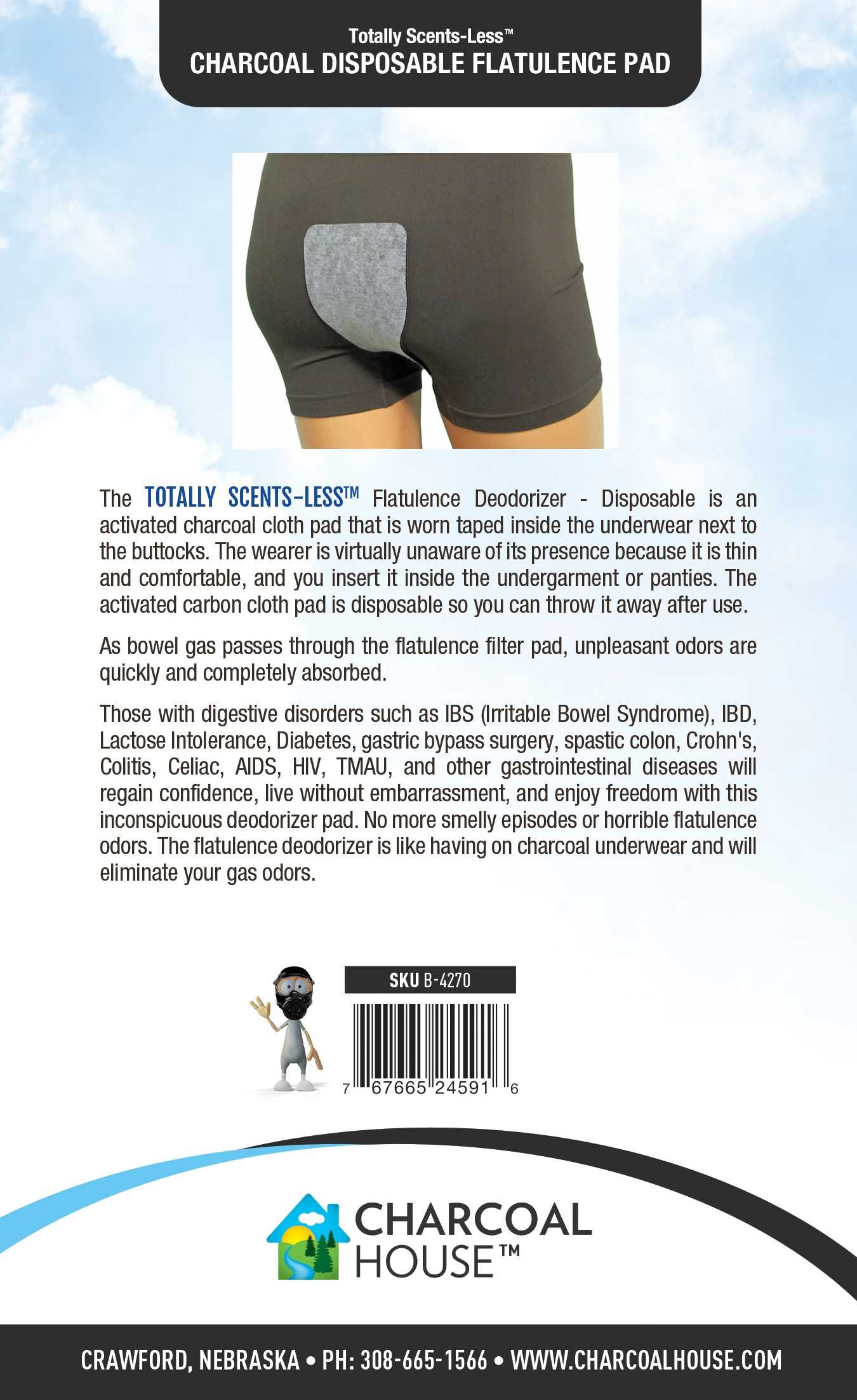 Totally Scents-Less Charcoal Flatulence Deodorizer (Disposable)