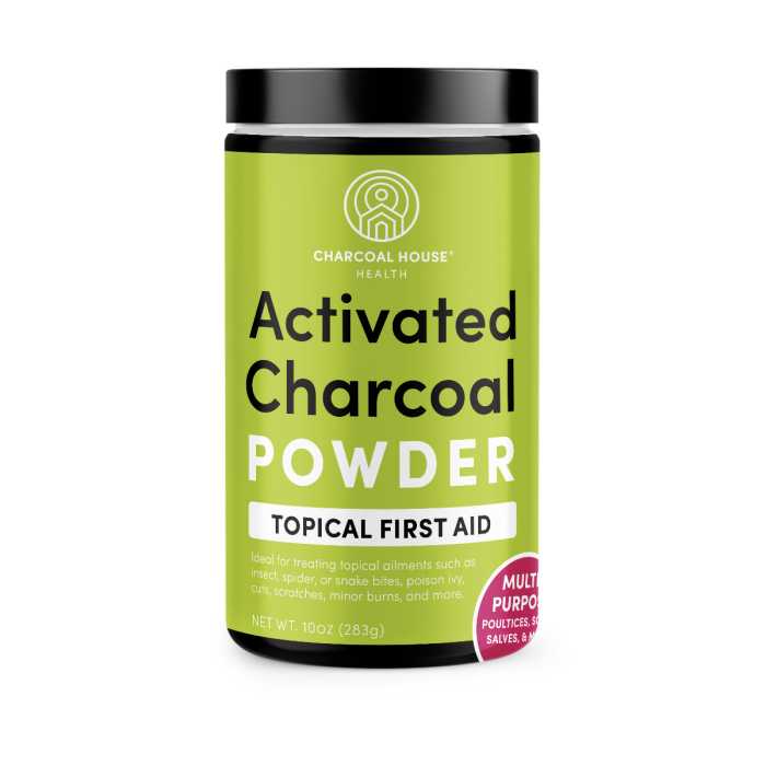 hardwood activated charcoal powder topical first aid