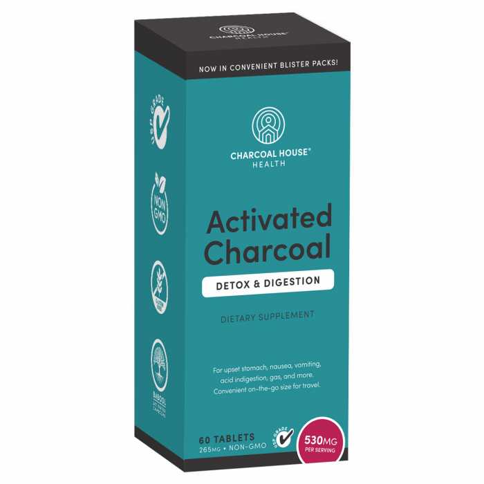 Charcoal Tablets - 6 Blister Cards (60)-1 Pack